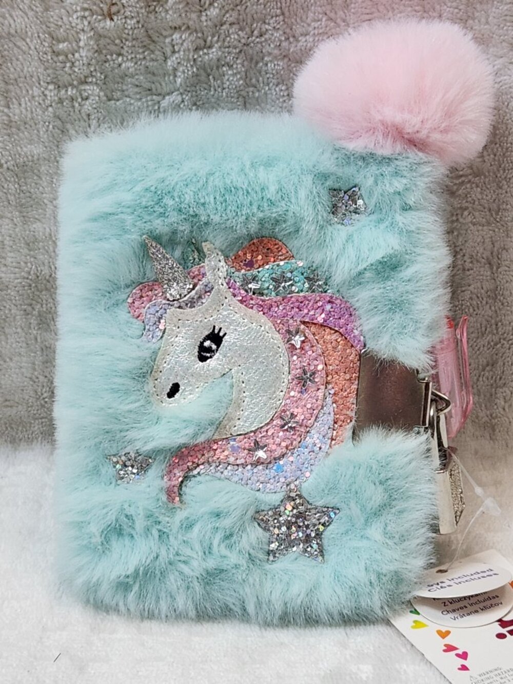 CLAIRE'S Club Mint Green Glitter Unicorn Journal Diary - NEW NWT